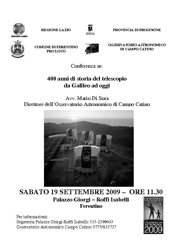 400 anni di storia del telescopio da galileo ad oggi